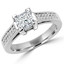 Princess Cut Diamond Multi-Stone 4-Prong Cathedral & Trellis-Set Engagement Ring with Round Diamond Pave Accents in White Gold - #2133LP-W