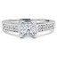 Princess Cut Diamond Multi-Stone 4-Prong Cathedral & Trellis-Set Engagement Ring with Round Diamond Pave Accents in White Gold - #2133LP-W