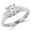 Round Cut Diamond Three-Stone 4-Prong & Bar-Set Engagement Ring in White Gold - #2182/83/84/L-W