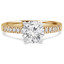 Round Cut Diamond Multi-Stone 4-Prong Engagement Ring with Round Diamond Scallop-Set Accents in Yellow Gold - #2303L-Y