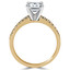 Round Cut Diamond Multi-Stone 4-Prong Engagement Ring with Round Diamond Scallop-Set Accents in Yellow Gold - #2303L-Y