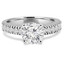 Round Cut Diamond Multi-Stone 4-Prong Engagement Ring with Round Diamond Scallop-Set Accents in White Gold - #2457L-W
