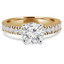 Round Cut Diamond Multi-Stone 4-Prong Engagement Ring with Round Diamond Scallop-Set Accents in Yellow Gold - #2457L-Y