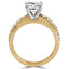 Round Cut Diamond Multi-Stone 4-Prong Engagement Ring with Round Diamond Scallop-Set Accents in Yellow Gold - #2457L-Y