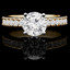 Round Cut Diamond Multi-Stone 4-Prong Engagement Ring with Round Diamond Scallop-Set Accents in Yellow Gold - #2457L-Y