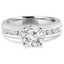 Round Cut Diamond Multi-Stone 4-Prong High-Set Engagement Ring with Round Diamond Channel-Set Accents in White Gold - #2458L-W