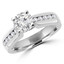 Round Cut Diamond Multi-Stone 4-Prong Engagement Ring in White Gold - #2390L-W