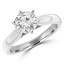 Round Cut Diamond Solitaire Cathedral Set 6-Prong Engagement Ring in White Gold - #2544L-W