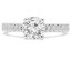 Round Cut Diamond Multi-Stone 4-Prong Cathedral Set Engagement Ring with Round Diamond Accents in White Gold - #2507WS-A-W