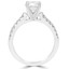 Round Cut Diamond Multi-Stone 4-Prong Cathedral Set Engagement Ring with Round Diamond Accents in White Gold - #2507WS-A-W