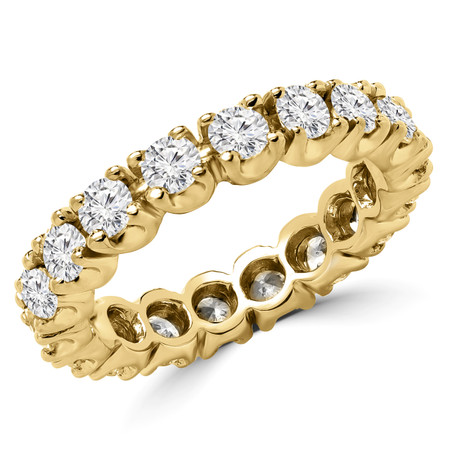 Round Cut Diamond Multi-Stone Full-Eternity 4-Prong Wedding Band Ring in Yellow Gold - #1061L-Y