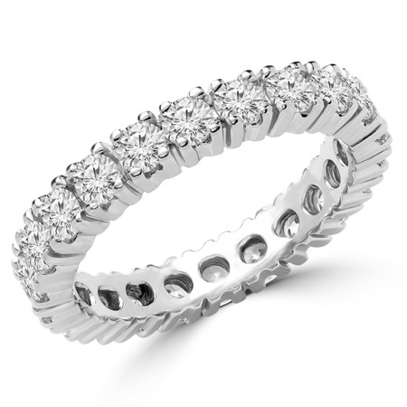 Round Cut Diamond Full-Eternity Wedding Band Ring in White Gold - #1438L-W