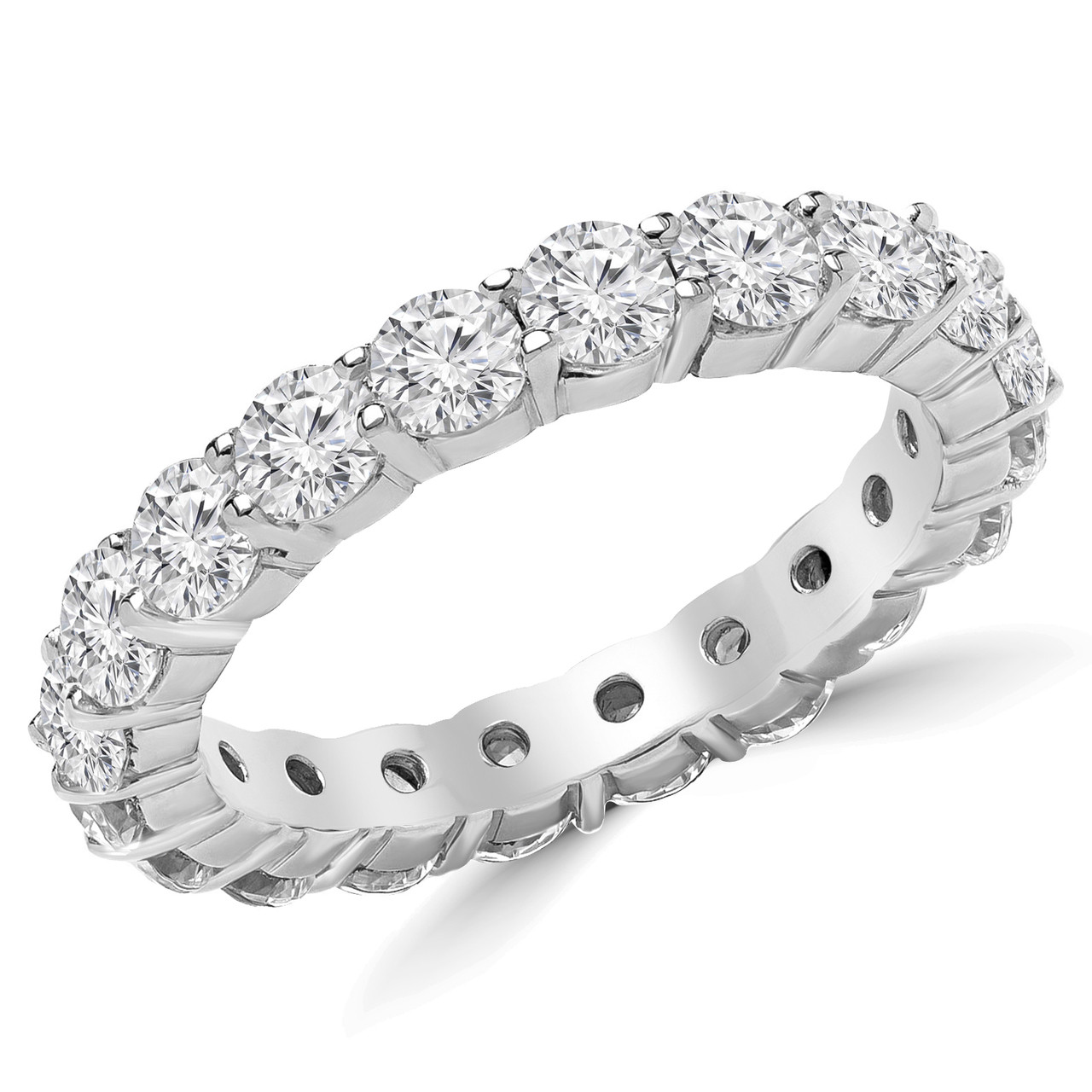 18ct White Gold French-cut Rainbow Eternity Ring - Baroque Jewellery