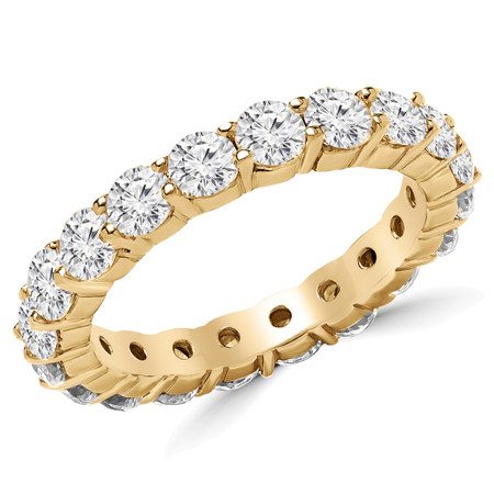 Round Cut Diamond Multi-Stone Full-Eternity Shared-Prong Wedding Band Ring in Yellow Gold - #2216L-Y