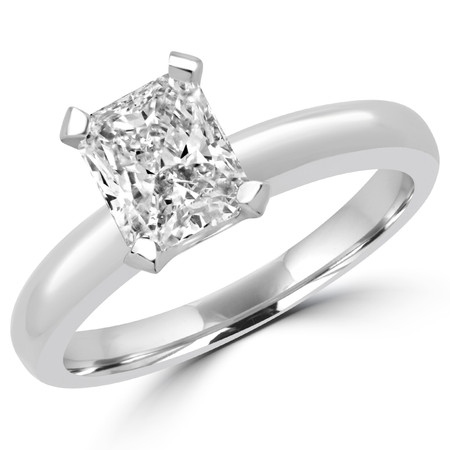 Radiant Cut Diamond Solitaire Engagement 4 Double-Prong Ring in White Gold - #1504L-W-RA