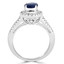 Oval Cut Blue Sapphire Gemstone Multi-Stone 4-Prong Royal Halo Split-Shank Ring with Round Cut White Diamond Accents in White Gold - #CSFRCK3179
