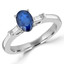 Oval Cut Blue Sapphire Gemstone Multi-Stone 4-Prong Ring with Baguette Cut White Diamond Accents in White Gold - #CSFRCT6306
