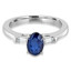 Oval Cut Blue Sapphire Gemstone Multi-Stone 4-Prong Ring with Baguette Cut White Diamond Accents in White Gold - #CSFRCT6306