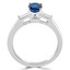 Oval Cut Blue Sapphire Gemstone Multi-Stone 4-Prong Ring with Baguette Cut White Diamond Accents in White Gold - #CSFRCT6306
