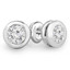Round Cut Diamond Solitaire Bezel-Set Stud Earrings with Pushbacks in White Gold - #ER1000-W
