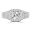Cushion Cut Diamond Multi-Stone 4-Prong Split-Shank Vintage Halo Engagement Ring with Round Diamond Accents in White Gold - #FRCF5270-W-CU