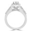 Cushion Cut Diamond Multi-Stone 4-Prong Split-Shank Vintage Halo Engagement Ring with Round Diamond Accents in White Gold - #FRCF5270-W-CU