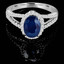 Oval Cut Blue Sapphire Gemstone Multi-Stone Split-Shank 4-Prong Halo Cocktail Ring with Round Diamond Accents in White Gold - #HR6196-W-OV-SAP