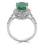 Oval Cut Green Emerald Gemstone Multi-Stone 4-Prong Halo Cocktail Ring with Round Diamond Accents in White Gold - #HR6224-W-EMER