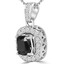 Cushion Cut Black Diamond Multi-Stone 4-Prong Halo Pendant with Round White Diamond Accents & Chain in White Gold - #IPHH4228-W-BLK