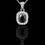 Cushion Cut Black Diamond Multi-Stone 4-Prong Halo Pendant with Round White Diamond Accents & Chain in White Gold - #IPHH4228-W-BLK