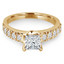 Princess Cut Diamond Multi-Stone 4-Prong Engagement Ring with Round Diamond Accents in Yellow Gold - #LOCAL-R-NOVO-PR-Y