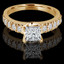 Princess Cut Diamond Multi-Stone 4-Prong Engagement Ring with Round Diamond Accents in Yellow Gold - #LOCAL-R-NOVO-PR-Y