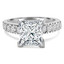 Princess Cut Diamond Multi-Stone V-Prong Engagement Ring with Round Diamond Accents in White Gold - #LOCAL-NOVO-PR-W