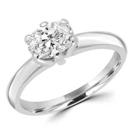 Oval Cut Diamond Solitaire 6-Prong Engagement Ring in White Gold - #N0001-W-OV