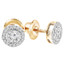 Round Cut Diamond Multi-Stone Bezel-Set Halo Vintage Stud Earrings with Round Diamond Accents in Yellow Gold - #HE4900-Y