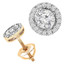 Round Cut Diamond Multi-Stone Bezel-Set Halo Vintage Stud Earrings with Round Diamond Accents in Yellow Gold - #HE4900-Y