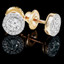 Round Cut Diamond Multi-Stone Bezel-Set Halo Vintage Stud Earrings with Round Diamond Accents in Yellow Gold - #HE4900-Y