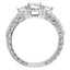 Round Cut Diamond Three-Stone 4-Prong Vintage Engagement Ring with Round Diamond Pave Accents in White Gold - #HR4735-W