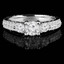 Round Cut Diamond Three-Stone 4-Prong Vintage Engagement Ring with Round Diamond Pave Accents in White Gold - #HR4735-W