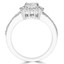 Round Cut Diamond Multi-Stone Split-Shank 4-Prong Vintage Trellis-Halo Engagement Ring with Round Diamond Accents in White Gold - #HR4743-W