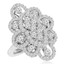Round Cut Diamond Multi-Stone Cluster Shared-Prong Cocktail Ring in White Gold - #HR4934-W