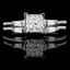 Princess Cut Diamond Multi-Stone V-Prong Engagement Ring & Wedding Band Bridal Set with Baguette Cut Diamond Accents in White Gold - #HR8092A-B-W