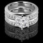 Round Cut Diamond Multi-Stone 6-Prong Engagement Ring & Wedding Band Bridal Set with Round Channel-Set Diamond Accents in White Gold - #HR10050A-B-W