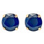 Round Cut Blue Sapphire Gemstone Solitaire 4-Prong Stud Earrings in Yellow Gold - #E200