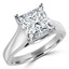 Princess Cut Diamond Solitaire 4-Prong Trellis-Set Engagement Ring in White Gold - #SPR2066-W