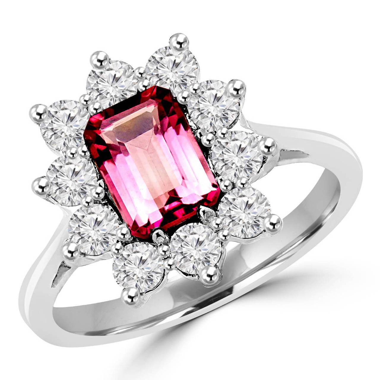 15.00 Carat Emerald Pink Tourmaline & Diamond Halo Statement Ring - Raven  Fine Jewelers