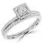 Princess Cut Diamond Multi-Stone 4-Prong Engagement Ring & Wedding Band Bridal Set with Round Diamond Accents in White Gold - #HR4435-A-B-W