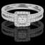 Princess Cut Diamond Multi-Stone 4-Prong Engagement Ring & Wedding Band Bridal Set with Round Diamond Accents in White Gold - #HR4435-A-B-W