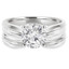 Round Cut Diamond Solitaire Tapered Shank V-Prong Engagement Ring and Wedding Band Bridal Set in White Gold - #714L-A-B-W-SET
