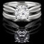 Round Cut Diamond Solitaire Tapered Shank V-Prong Engagement Ring and Wedding Band Bridal Set in White Gold - #714L-A-B-W-SET
